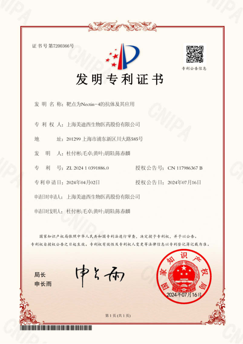 兰科博弈RankBet靶向Nectin-4的抗体技术荣获国度发现专利.jpg 兰科博弈RankBet靶向Nectin-4的抗体技术荣获国度发现专利.jpg